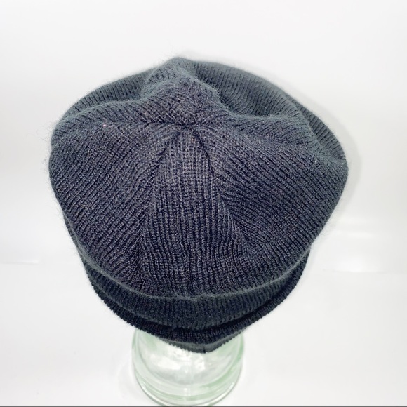 Dolls Kill Meow Kitty Black Knit Fold-over Beanie - Picture 5 of 8